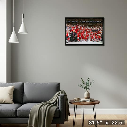 Chicago Blackhawks 20" x 29" Framed Canvas 2015 Stanley Cup 31.5" x 22.5"